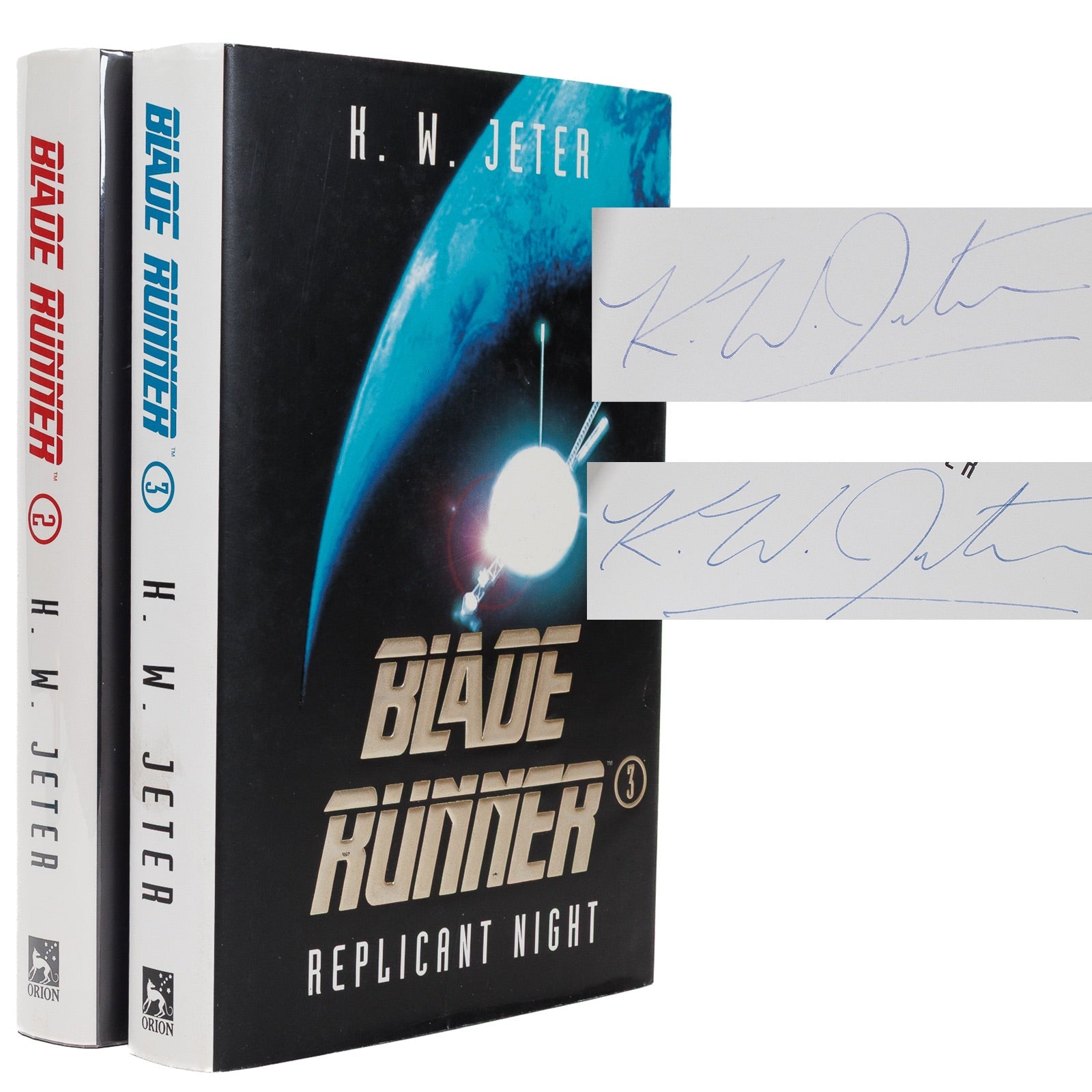 	K.W. Jeter Blade Runner signed first editions lot — The Edge of Human and Replicant Night, Orion 1995/1996