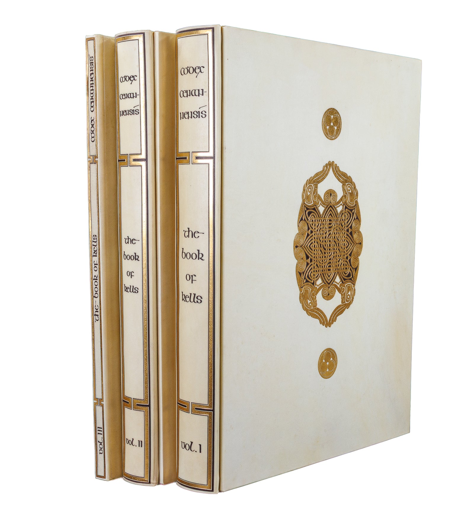 <center> BOOK OF KELLS <br><i> Codex Cenannensis </i><br> 3 Volume set in VELLUM <p> Deluxe Limited Edition </center>