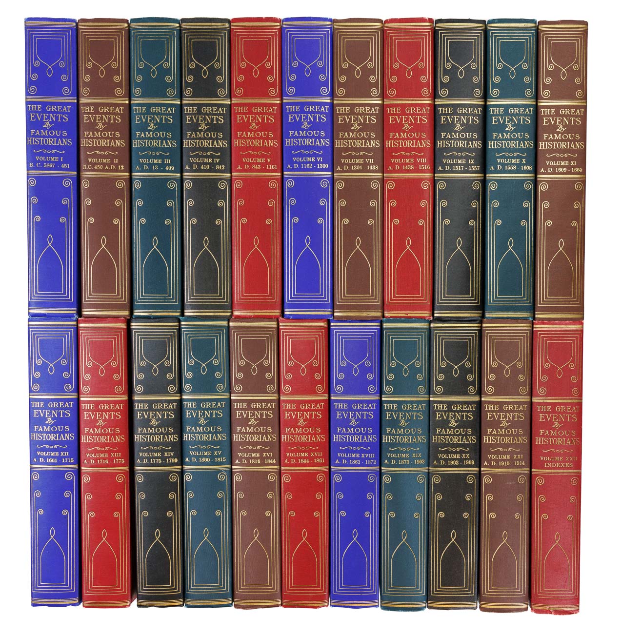 <center> Rossiter Johnson , Charles Horne <br><i> Great Events By Famous Historians </i><br> LIMITED EDITION SET <br><i> Fine Gilded Bindings </i><p> 1926 </center>