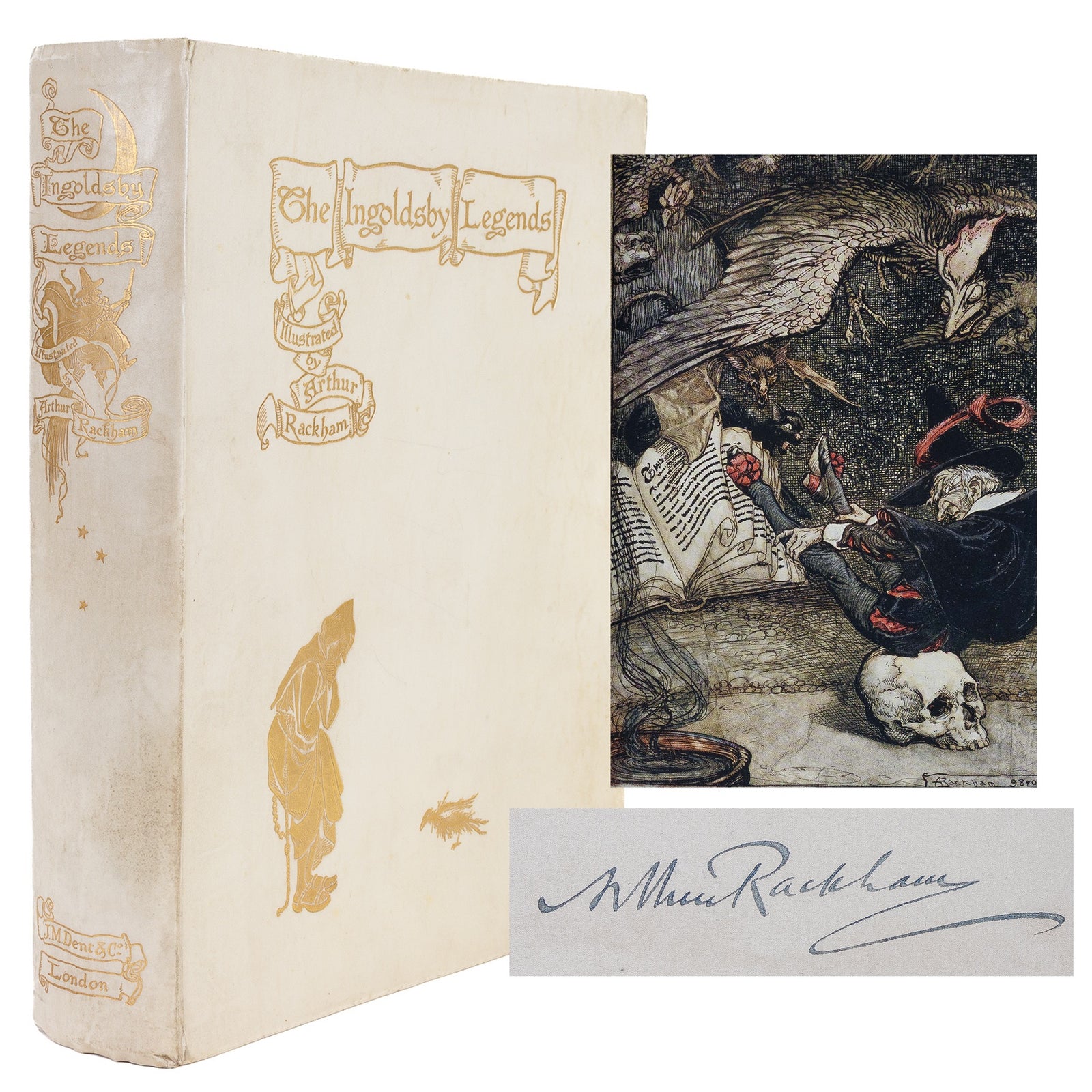<center> Thomas Ingoldsby + Arthur Rackham <br><i> THE INGOLDSBY LEGENDS </i><br> SIGNED & LIMITED EDITION 370 of only 560 <br><i> Bound in Full Gilt Vellum </i><p> JM Dent 1907 </center>