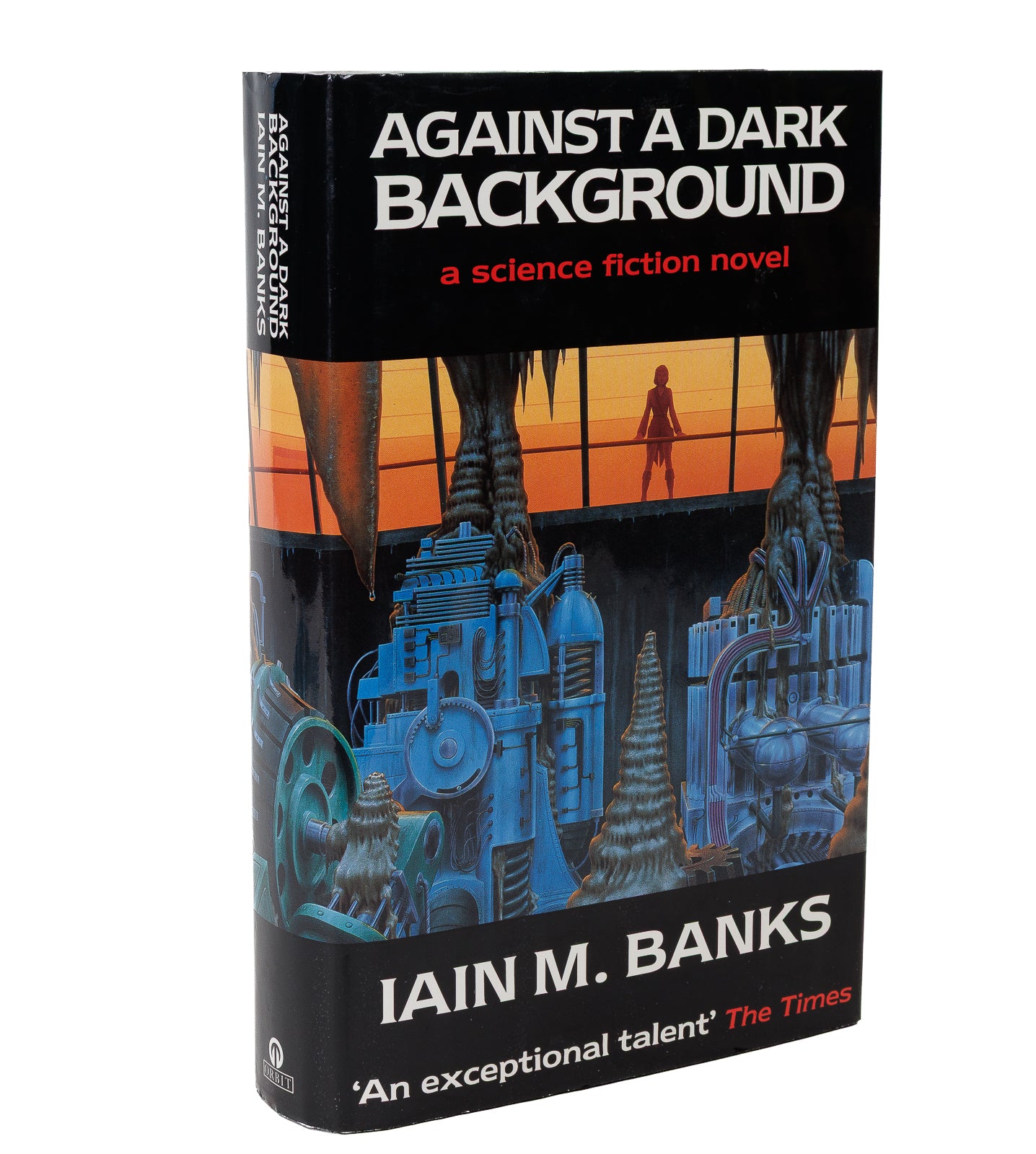 Iain M. Banks Against A Dark Background — first edition, Orbit 1993, gallery view