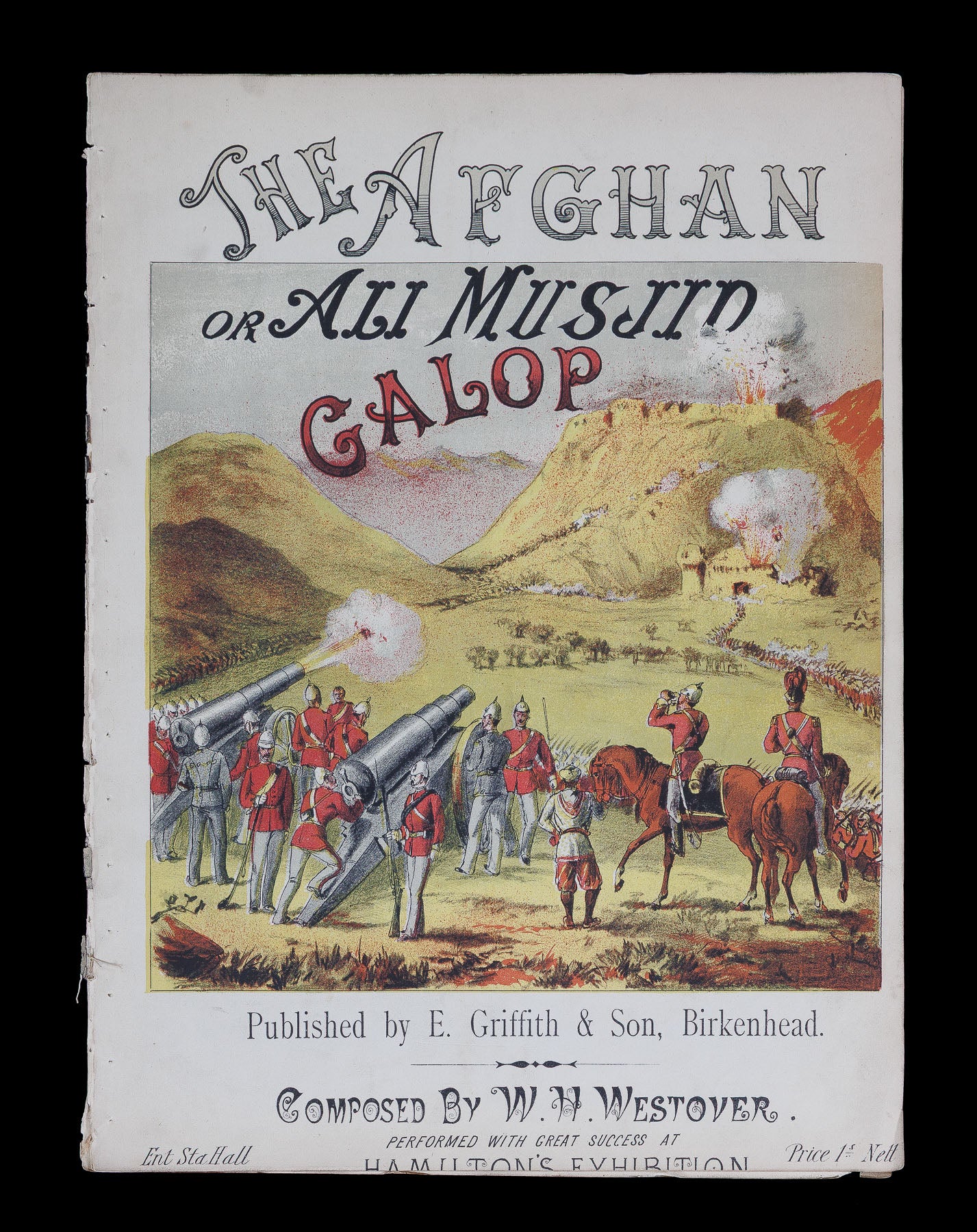 <center> W.H. Westover <p><i> THE AFGHAN or ALI MUSJIN GALOP </i><br> Scarce Sheet Music <br><i> Anglo Afghan War </i><br> 1880 </center>