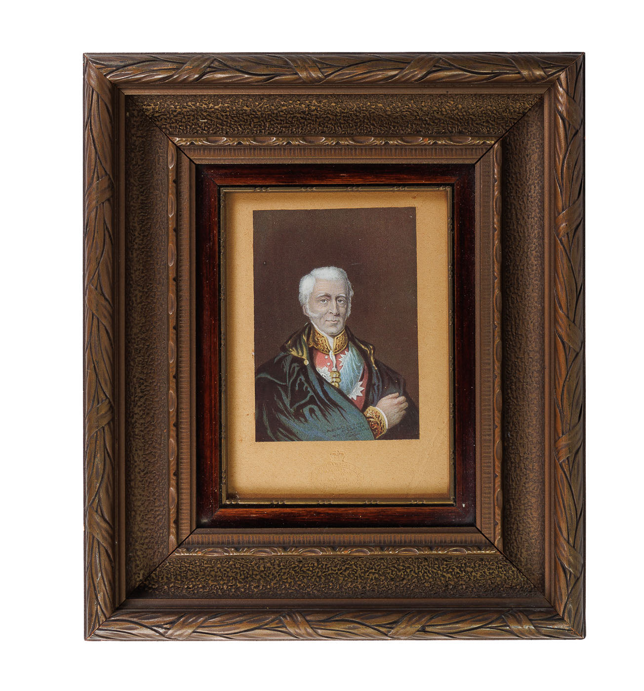 <center> George Baxter <br><i> DUKE of WELLINGTON </i><br> Arthur Wellesley <br><i> Shadow Box Frame </i><br> 1853 <p></center>