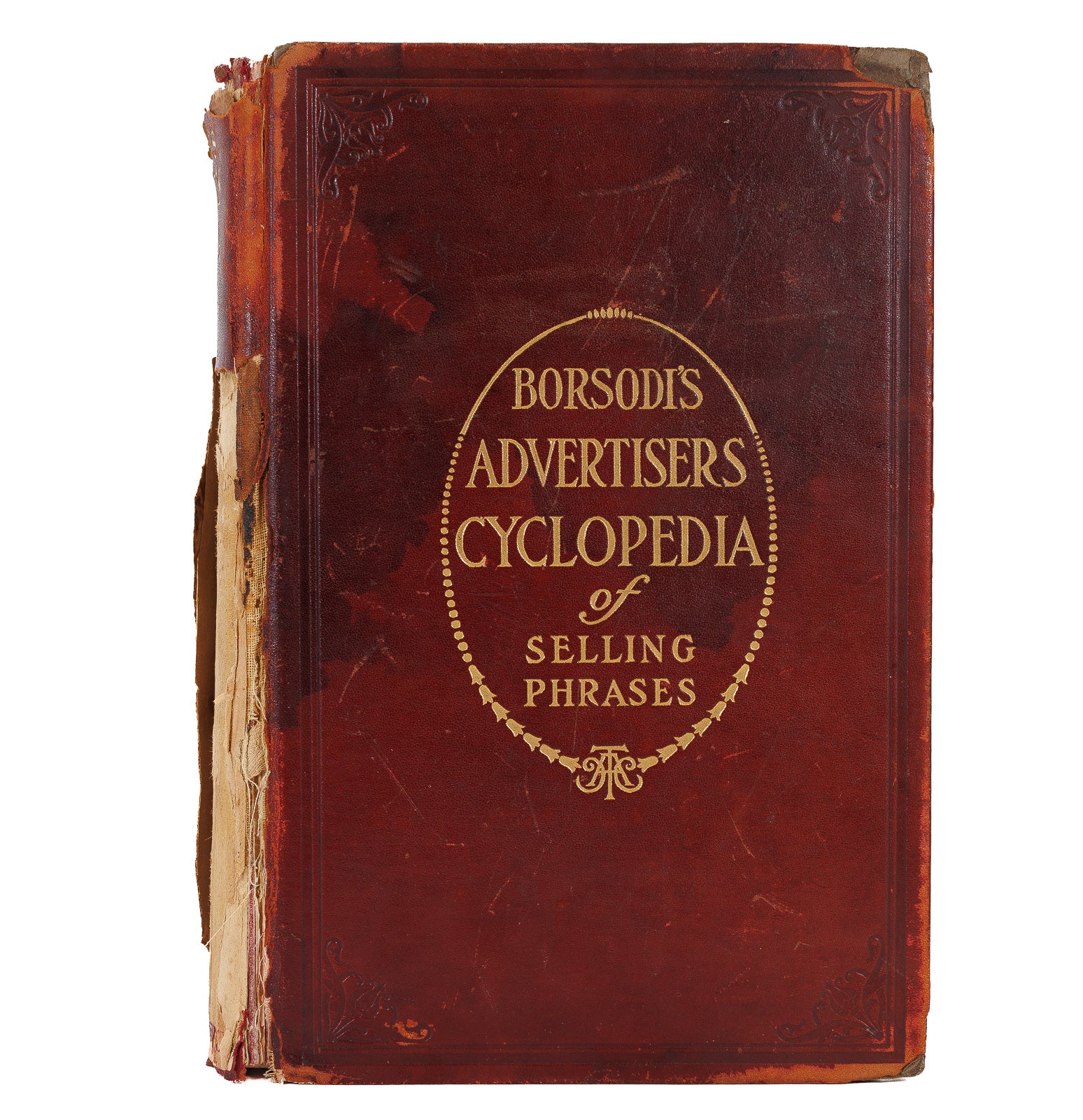 Front cover — Advertising Cyclopedia of Selling Phrases, Borsodi, leather binding, 1909