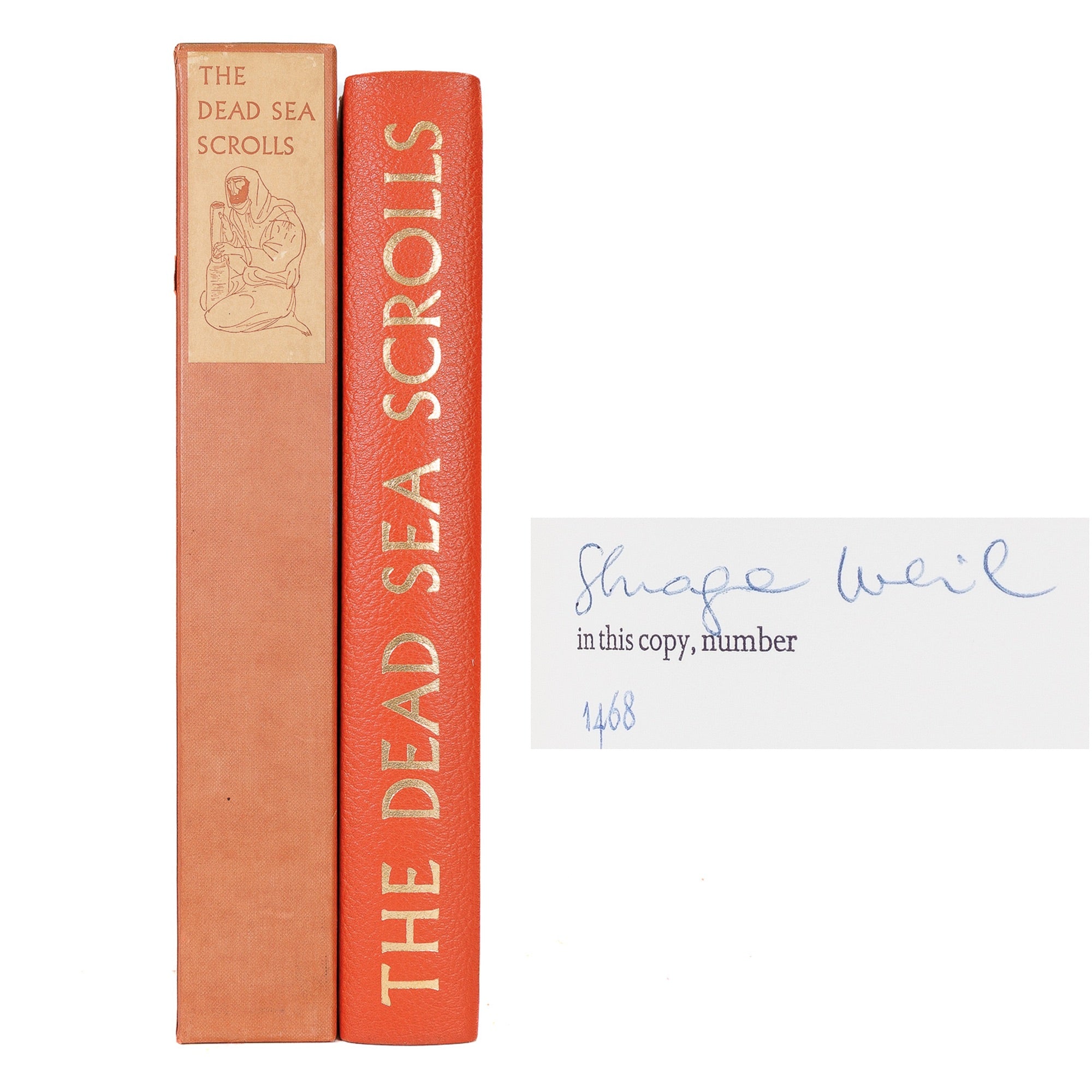 <center> Geza Vermes <br><i> THE DEAD SEA SCROLLS </i> Limited Edition Club LEC #1468 of 1500 <br><i> Gilt Leather in Slipcase </i><p> 1966 </center>