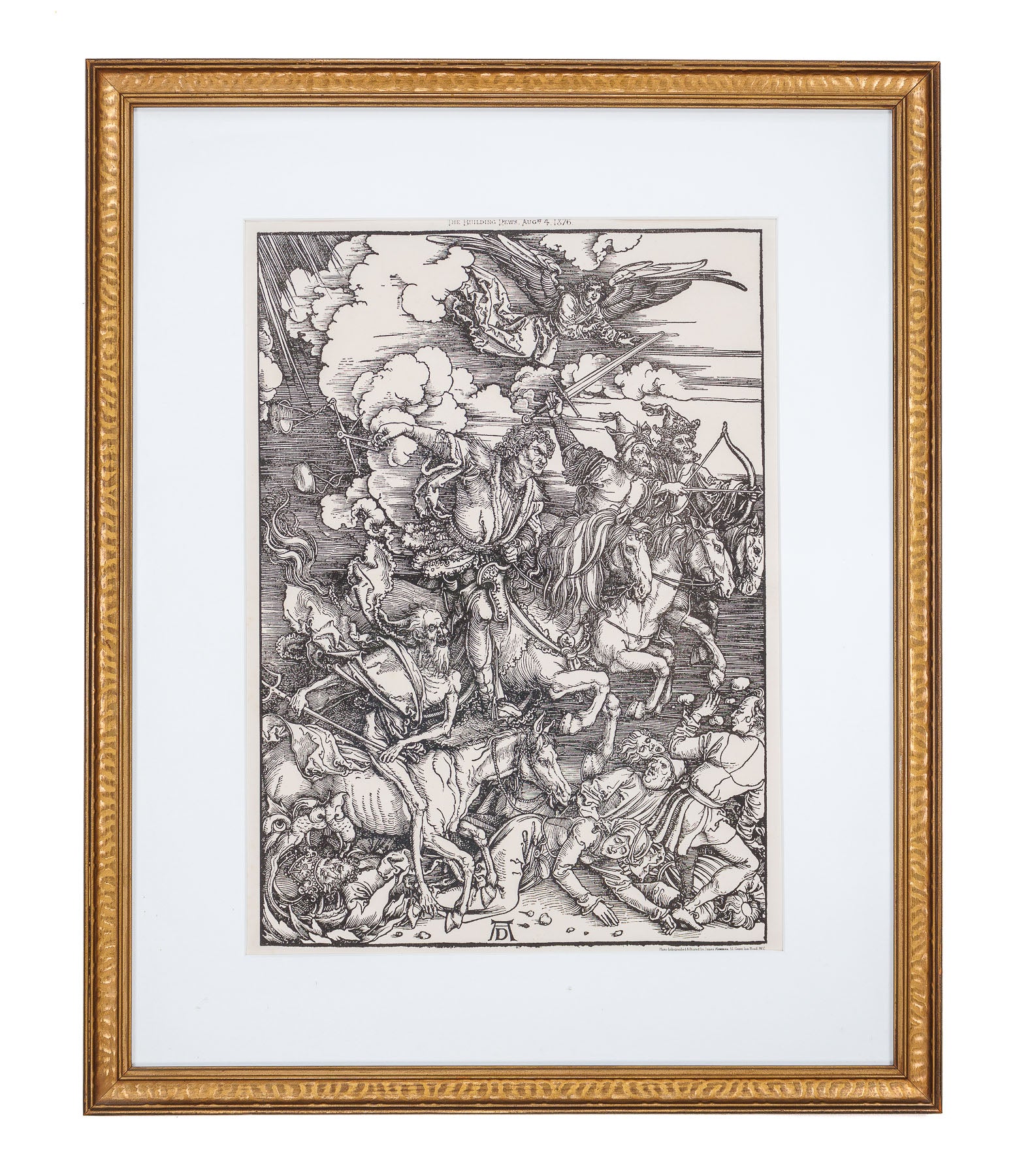 <center> Albrecht Durer <br><i> The Apocalypse </i><br> THE FOUR HORSEMEN  <br><i> Death on a Pale Horse </i><br> James Akerman - Building News <p> 1876