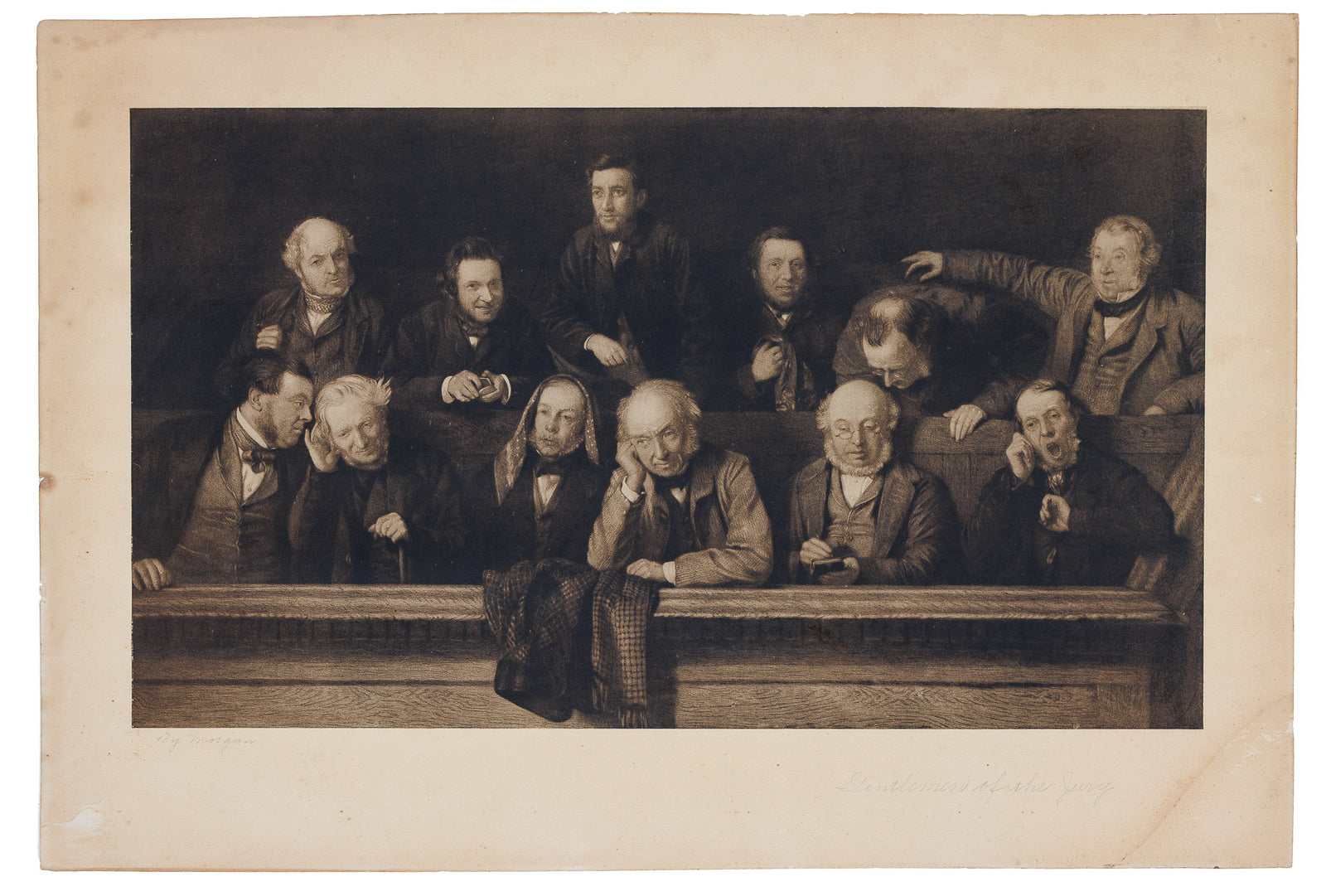 <center> GENTLEMEN OF THE JURY <p><i> Rare Original Etching after John Morgan </i></center>