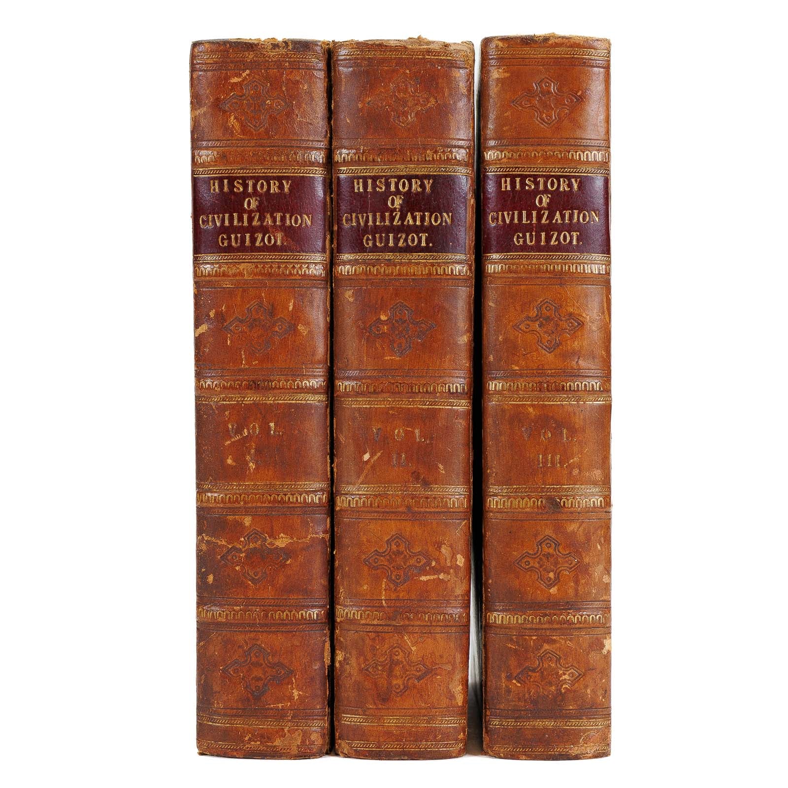 <center> GUIZOT <br><i> History of Civilization </i><br>  3 volume set <br> 1846 </center>