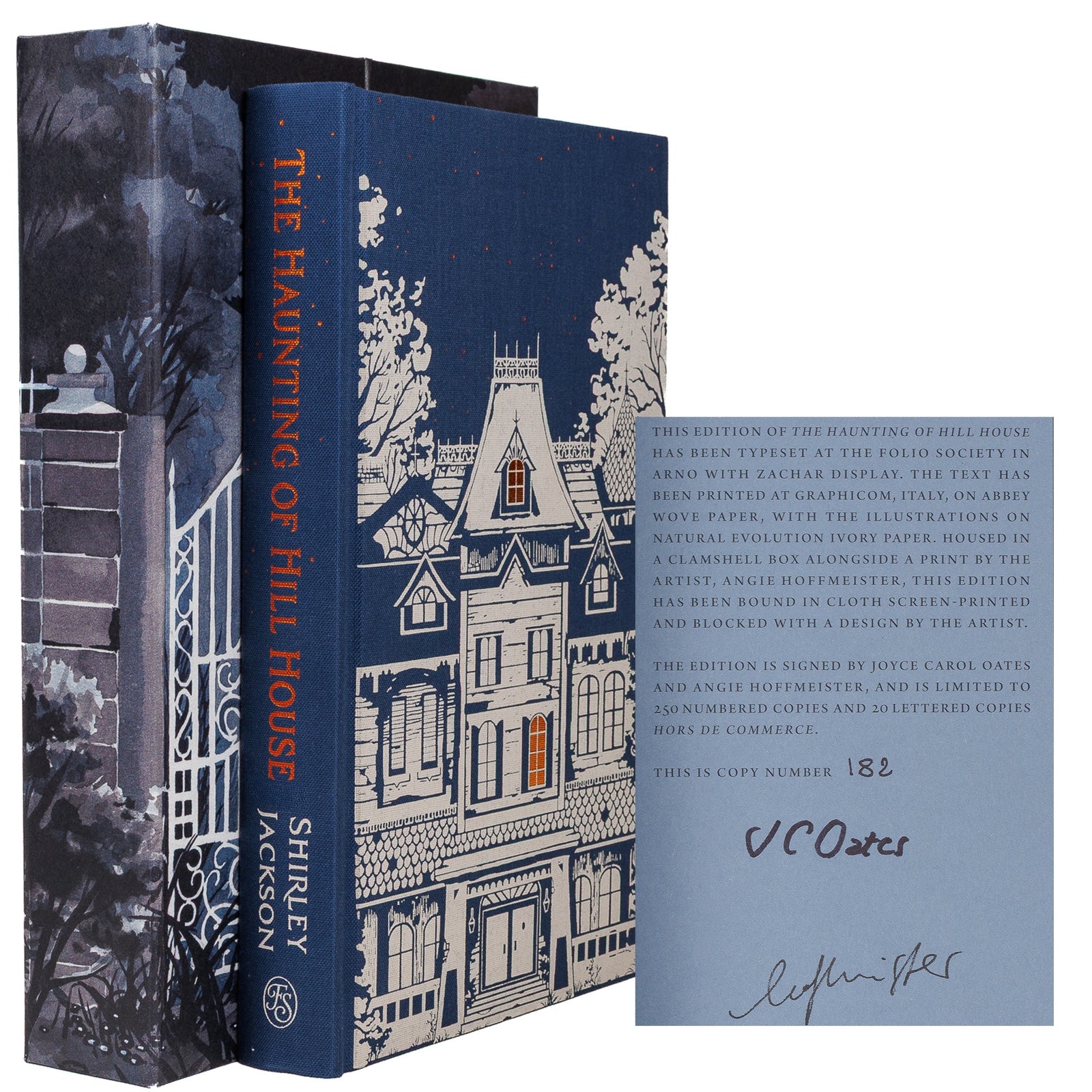 <center> Shirley Jackson <br><i> THE HAUNTING OF HILL HOUSE </i><br> Folio Society <br><i> SIGNED LIMITED EDITION #182 of 250 </i><p> 2022 </center>