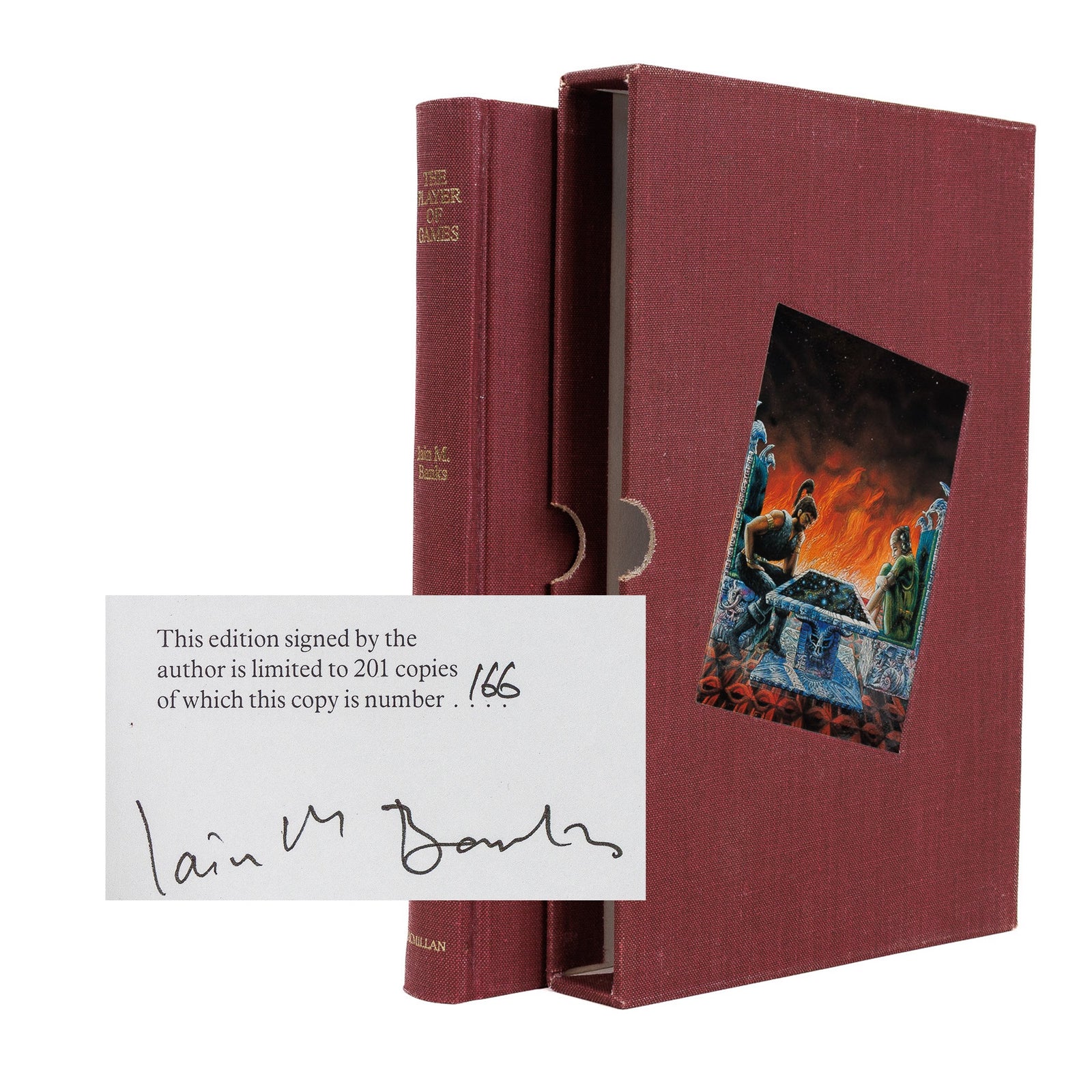 Spine and cover Iain M. Banks The Player of Games signed limited first edition 166 of 201 Culture series 1988