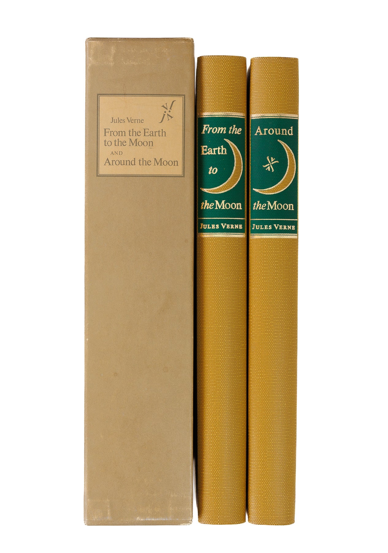 <center> Jules Verne <br><i> From the Earth to the Moon </i><br> and <br><i> Around the Moon </i><br> LIMITED EDITIONS CLUB <br><i> Illustrated by Robert Shore </i><br> 2 Volume SET in SLIPCASE </i><p> 1970 </center>