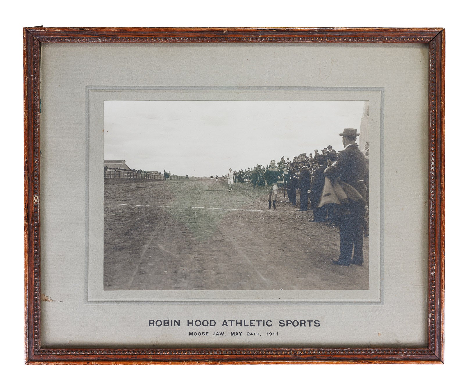 <center> 1911 <br><i> Track & Field Race Scene </i><br> MOOSE JAW SASKATCHEWAN <p> Original Silver Print Photograph </center>