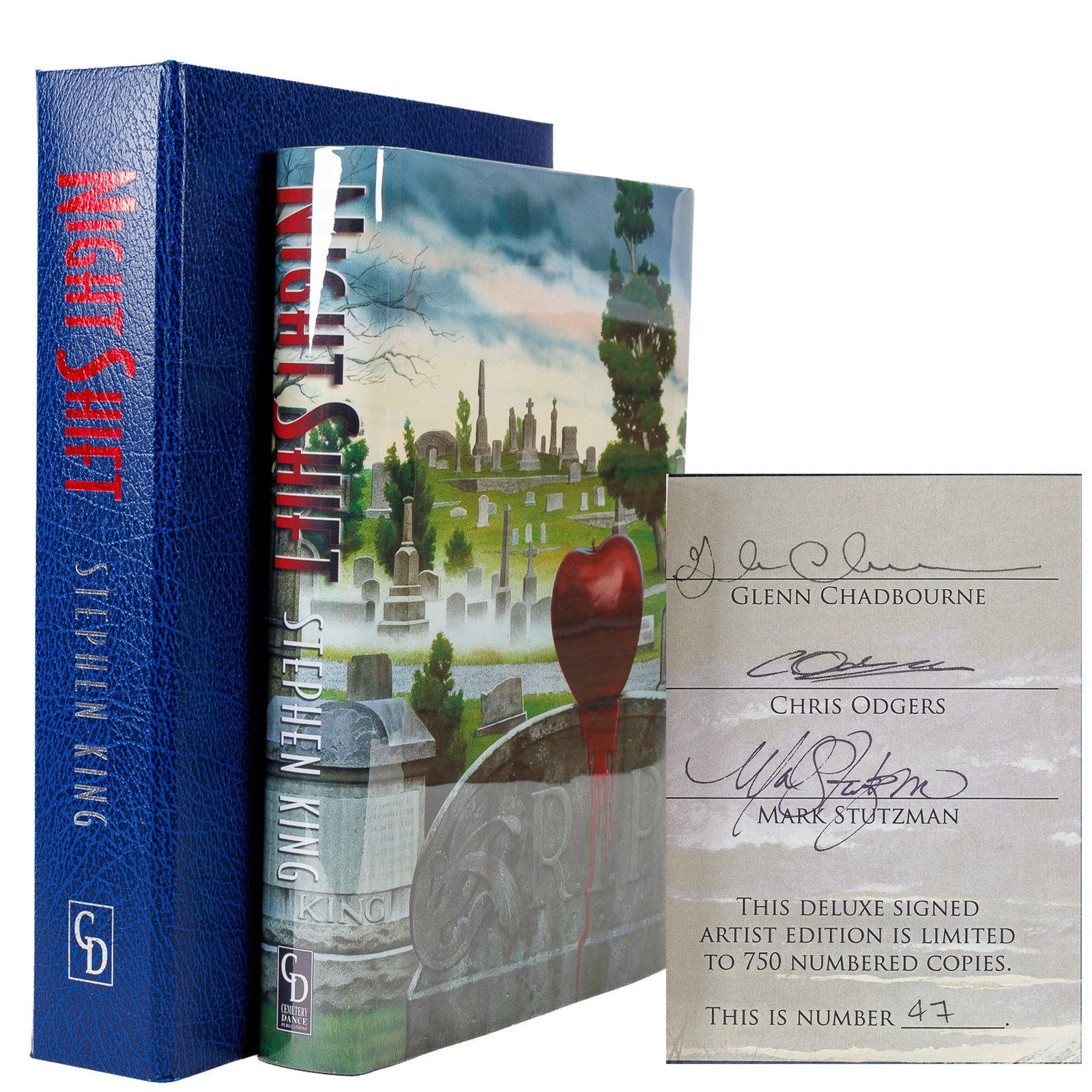 Stephen King Night Shift, 2020 Deluxe Artist Edition, with blue clamshell case and inset artist signatures, copy 47 of 750.