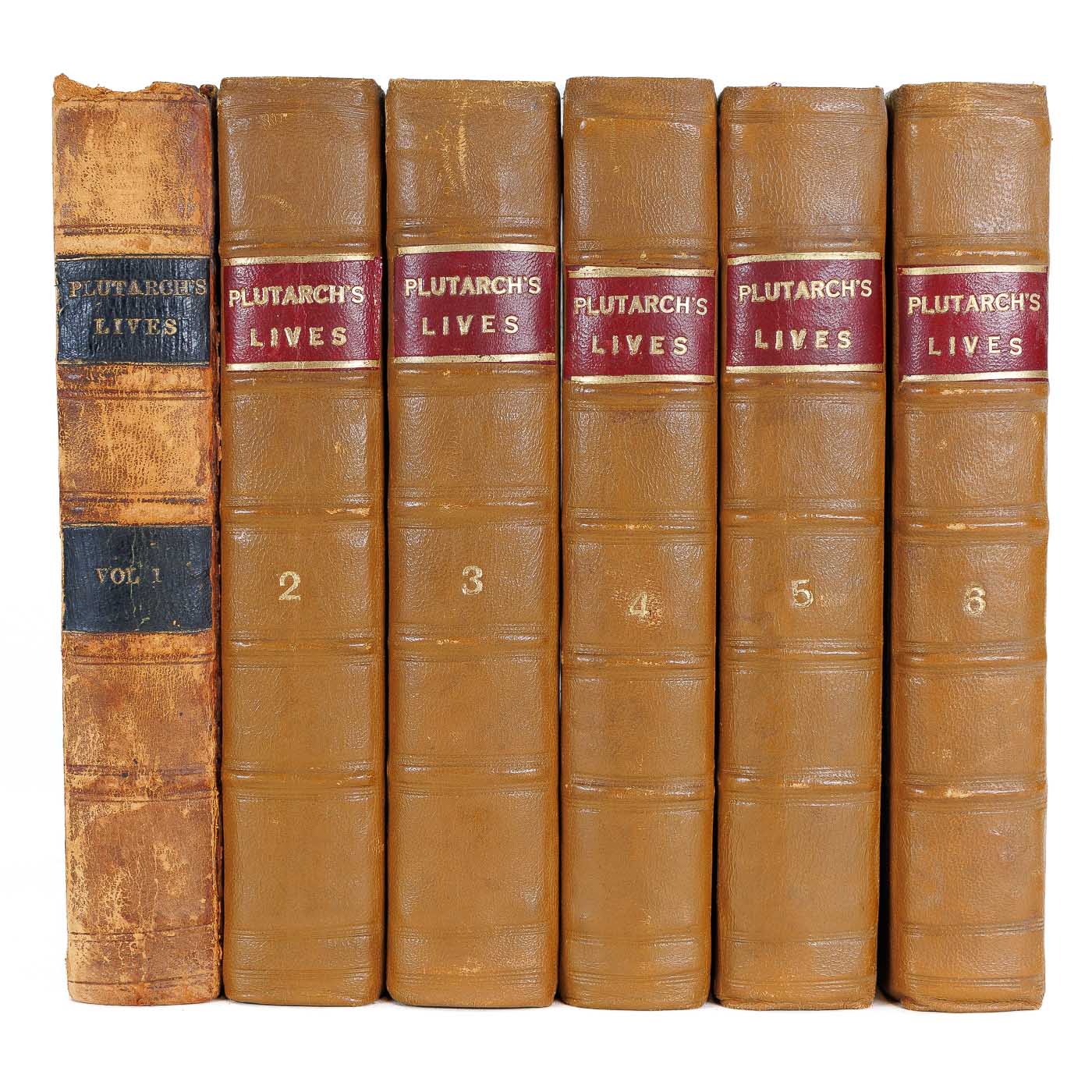<center> PLUTARCH'S LIVES <br><i> 6 volume set </i><br> RARE DONALDSON IMPRINT <p> 1774 </center>