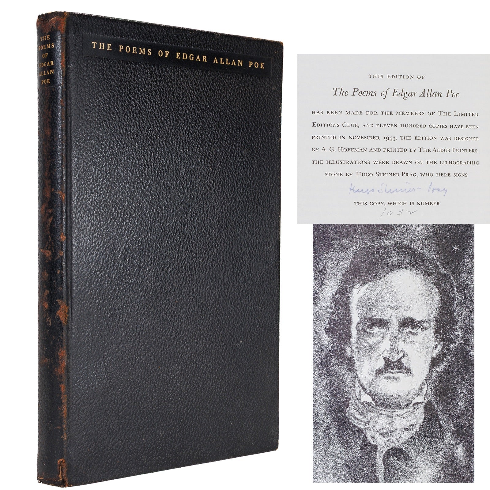 <center> EDGAR ALLAN POE <br><i> The Poems </i><br> Limited Editions Club <br><i> Signed by Hugo Steiner-Prag </i><p> 1943 </center>