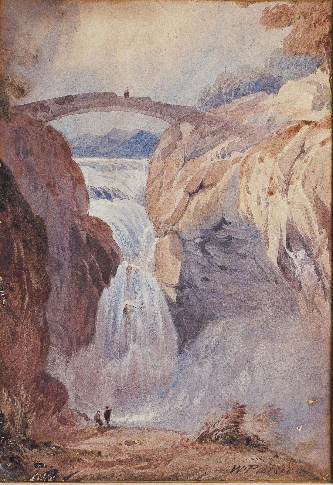 <center> William Purser <br><i> FALLS OF FOYERS </i><br> Loch Ness, Scotland <p> Beautifully Painted Watercolour </center>