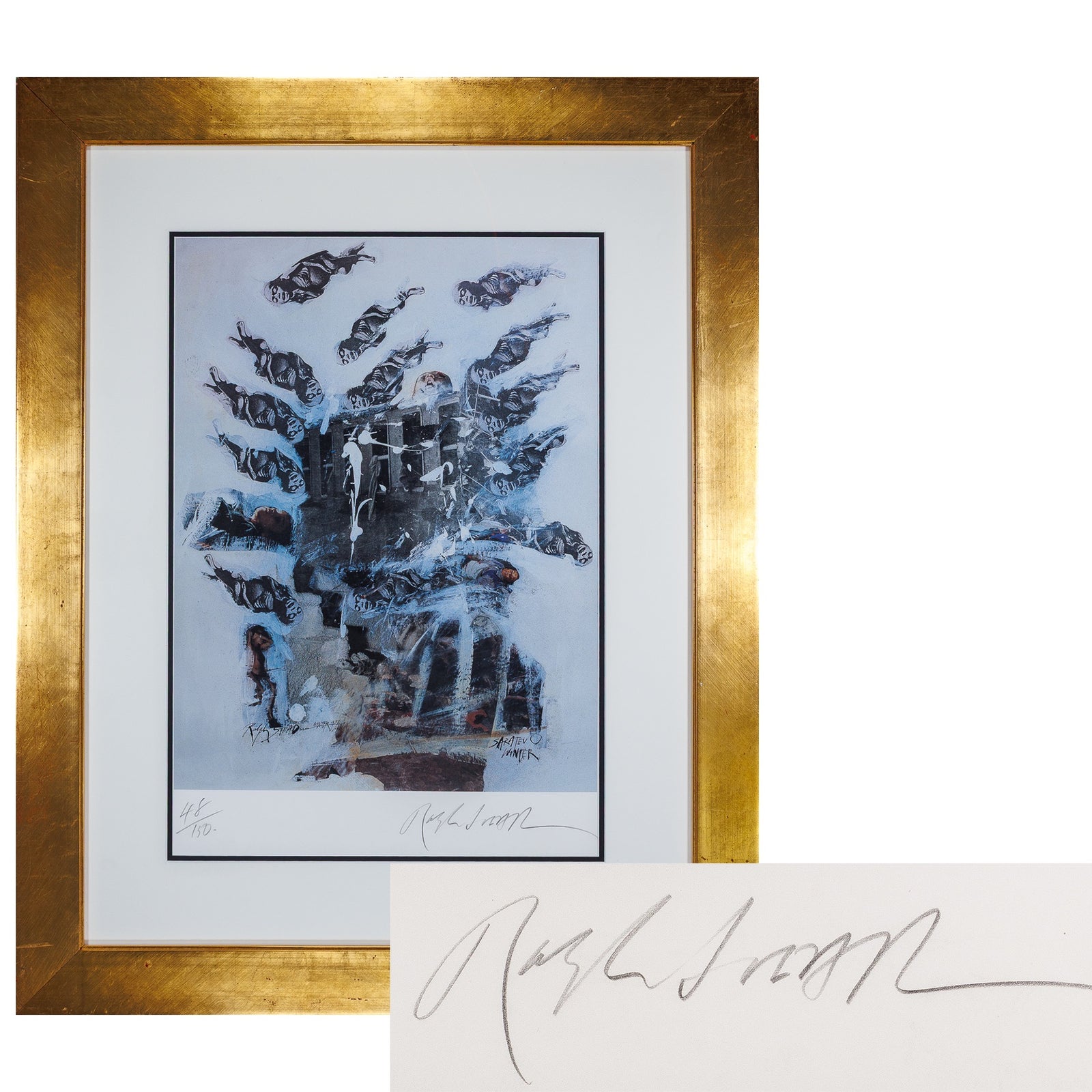 <center> RALPH STEADMAN <br><i> Sarajevo Winter </i><br> Limited #48/150 + SIGNED <br><i> Lithograph in Colours </i><p> 1994 </center>