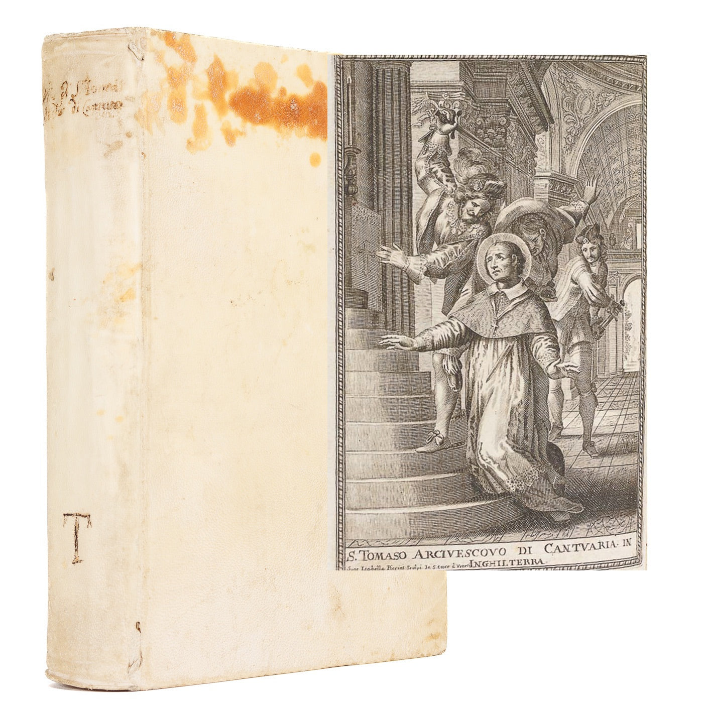 <center> Life of St. Thomas <p> Giovanni Battista Cola <br><i> Original VELLUM Binding </i><br> 1696 </center>