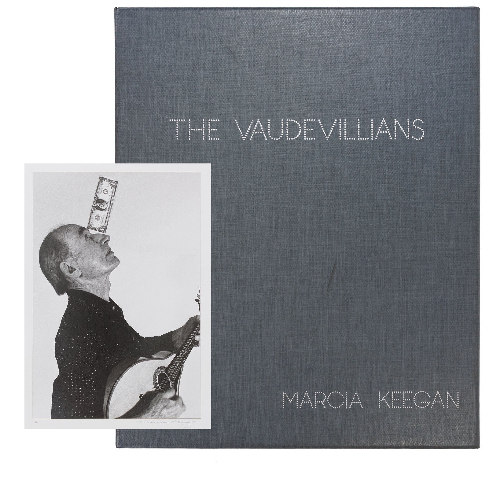 <center> Marcia Keegan <br><i> THE VAUDEVILLIANS </i><br> 12 Original Signed Vaudeville Photographs <br><i> Large Clamshell Portfolio </i><br> Limited Edition #3 of 35 <p> Houghton 1975 </center>
