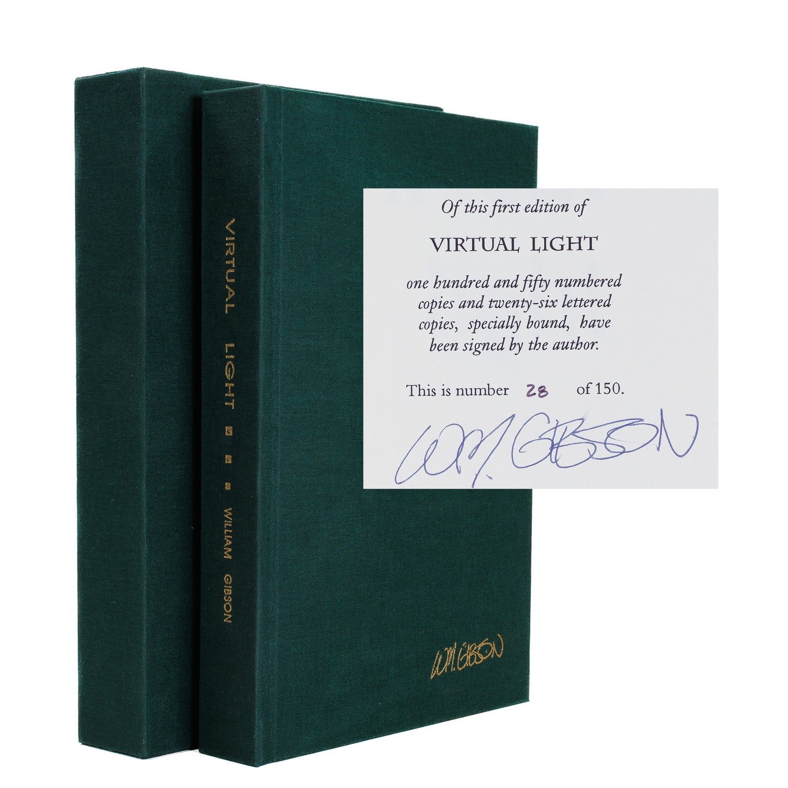 Spine and cover William Gibson Virtual Light signed limited first edition 28 of 150 cyberpunk 1993